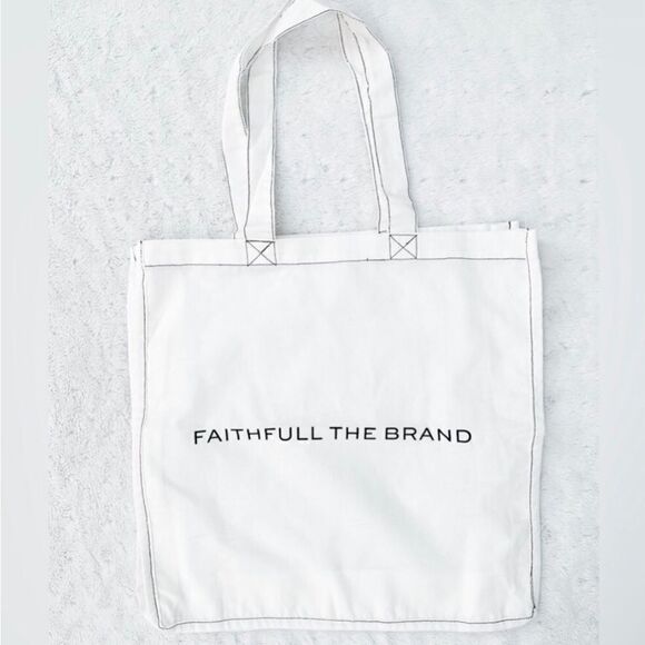 Faithful The Brand Spell Out Linen Canvas Tote Bag - Picture 1 of 7